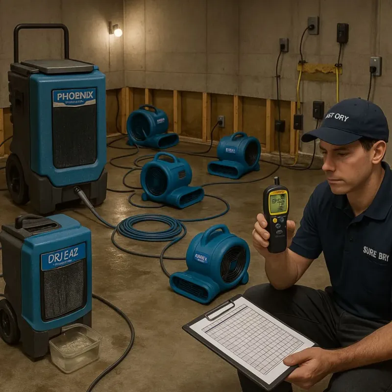 Structural Drying and Dehumidification process in Monona, IA